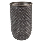 Theelichthouder Ø 10x17 cm Grijs Glas Waxinelichthouder