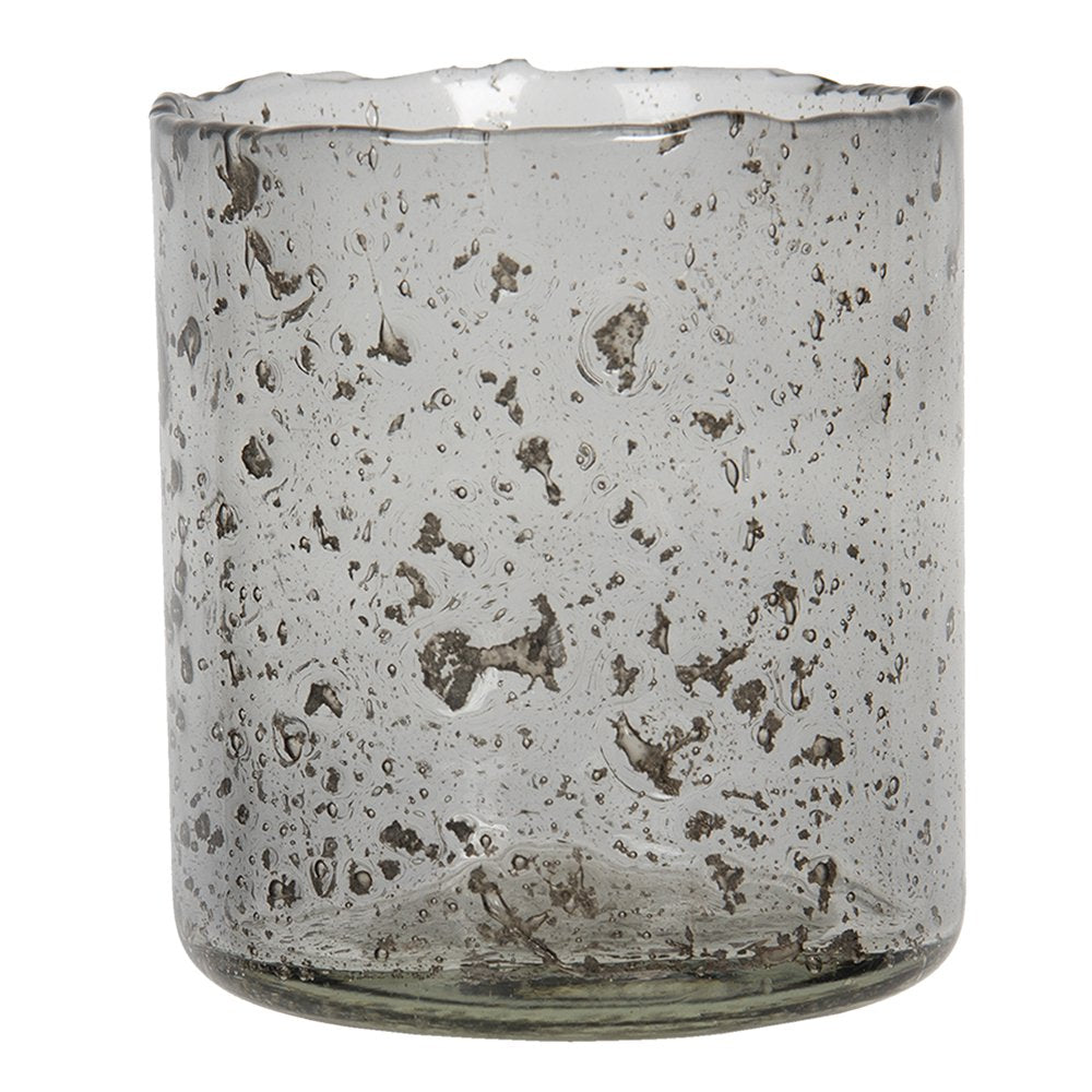 Theelichthouder Ø 10x12 cm Grijs Glas Waxinelichthouder