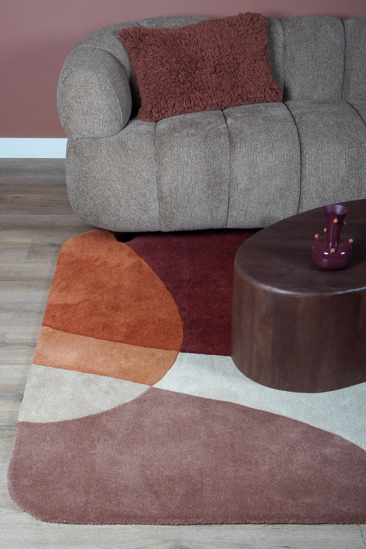 Vloerkleed Abstract Terra/Bruin - Rounded Corners 200 x 280 cm