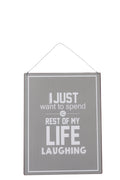 J-Line Plakkaat Life/Vie Engels/Frans Metaal Grijs/Wit