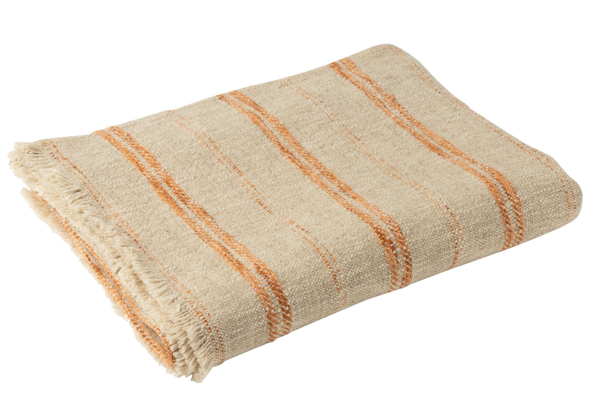 J-Line Plaid Strepen Linnen/Katoen Beige/Roest