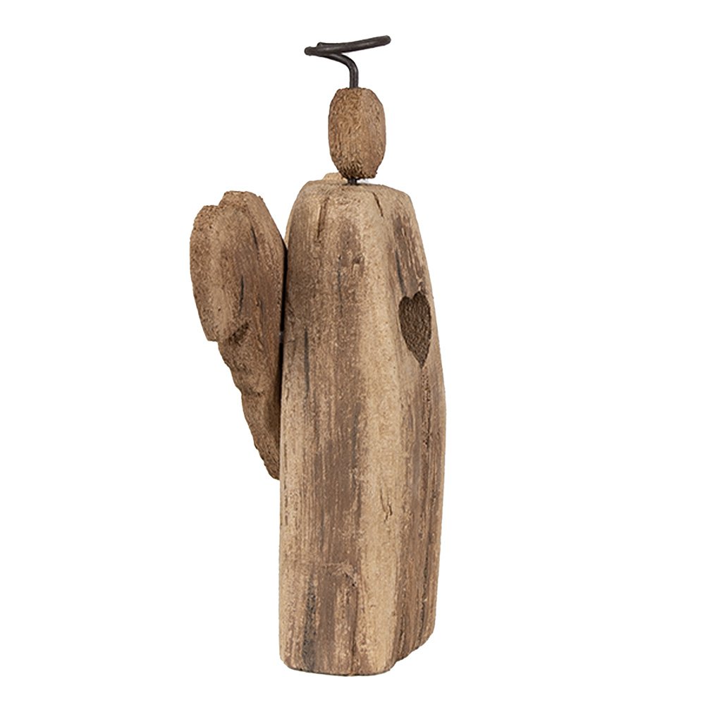 Decoratie Beeld Engel 22 cm Bruin Hout