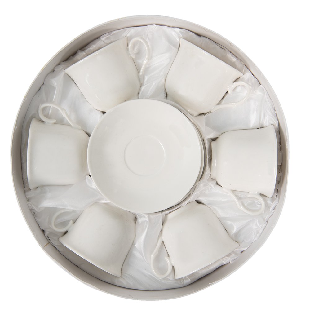 Kop en Schotel Set van 6 220 ml Wit Porselein Servies