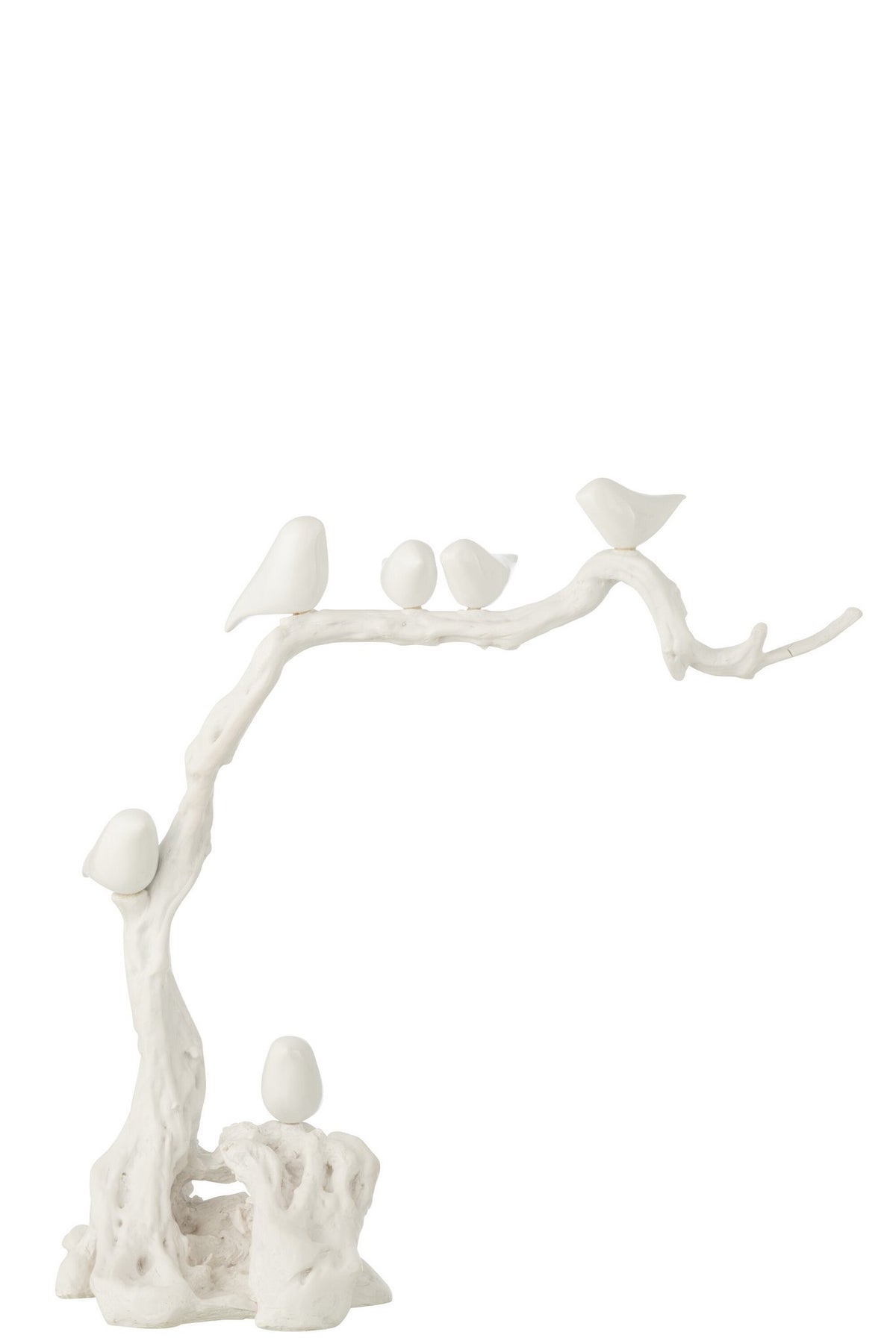 J-Line decoratie Vogel Op Tak - polyresin - wit - L