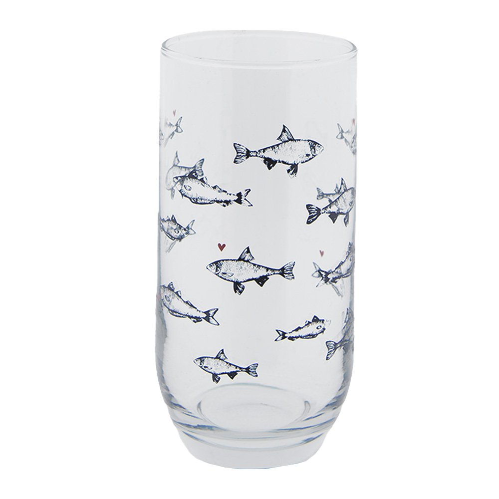 Waterglas Ø 7x14 cm / 380 ml Transparant Glas Vissen Longdrinkglas