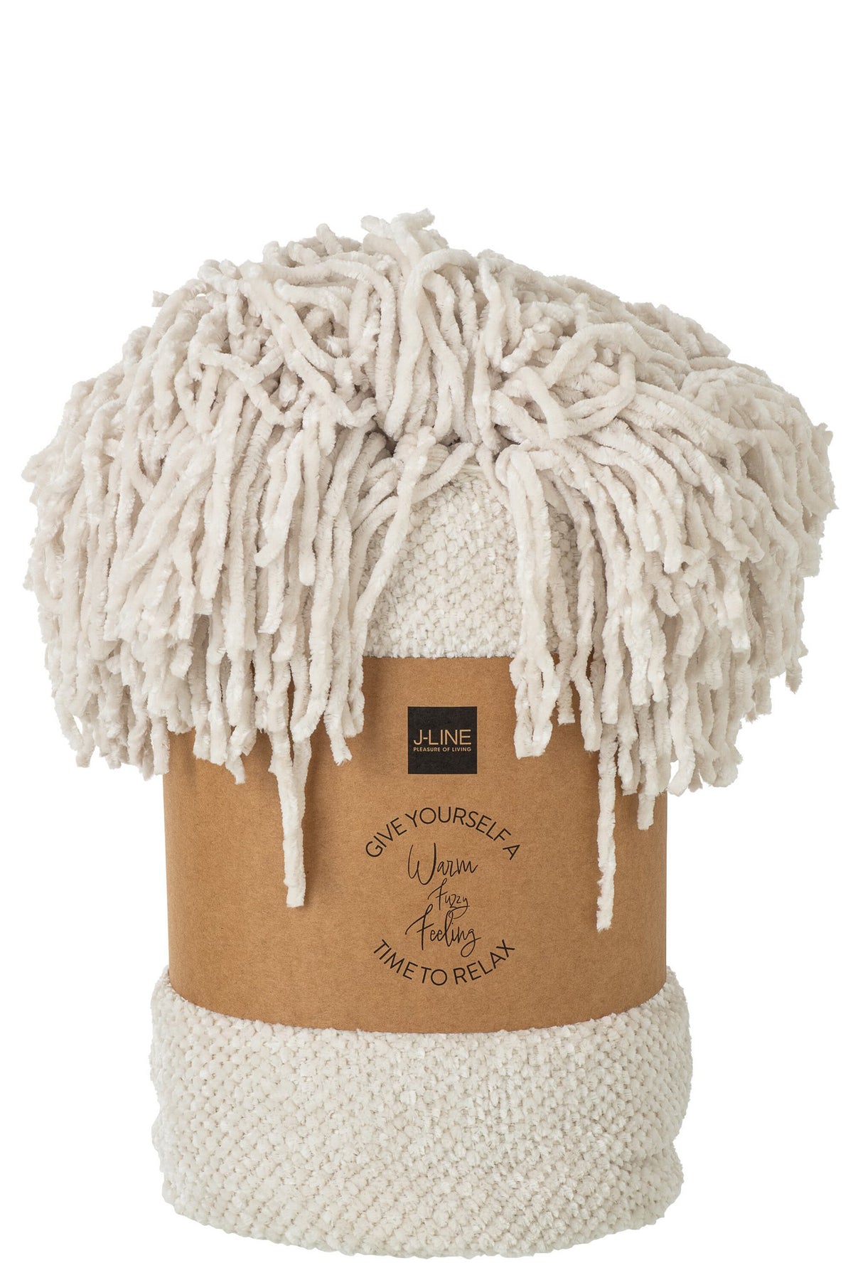 J-Line deken Chenille - polyester - ecru