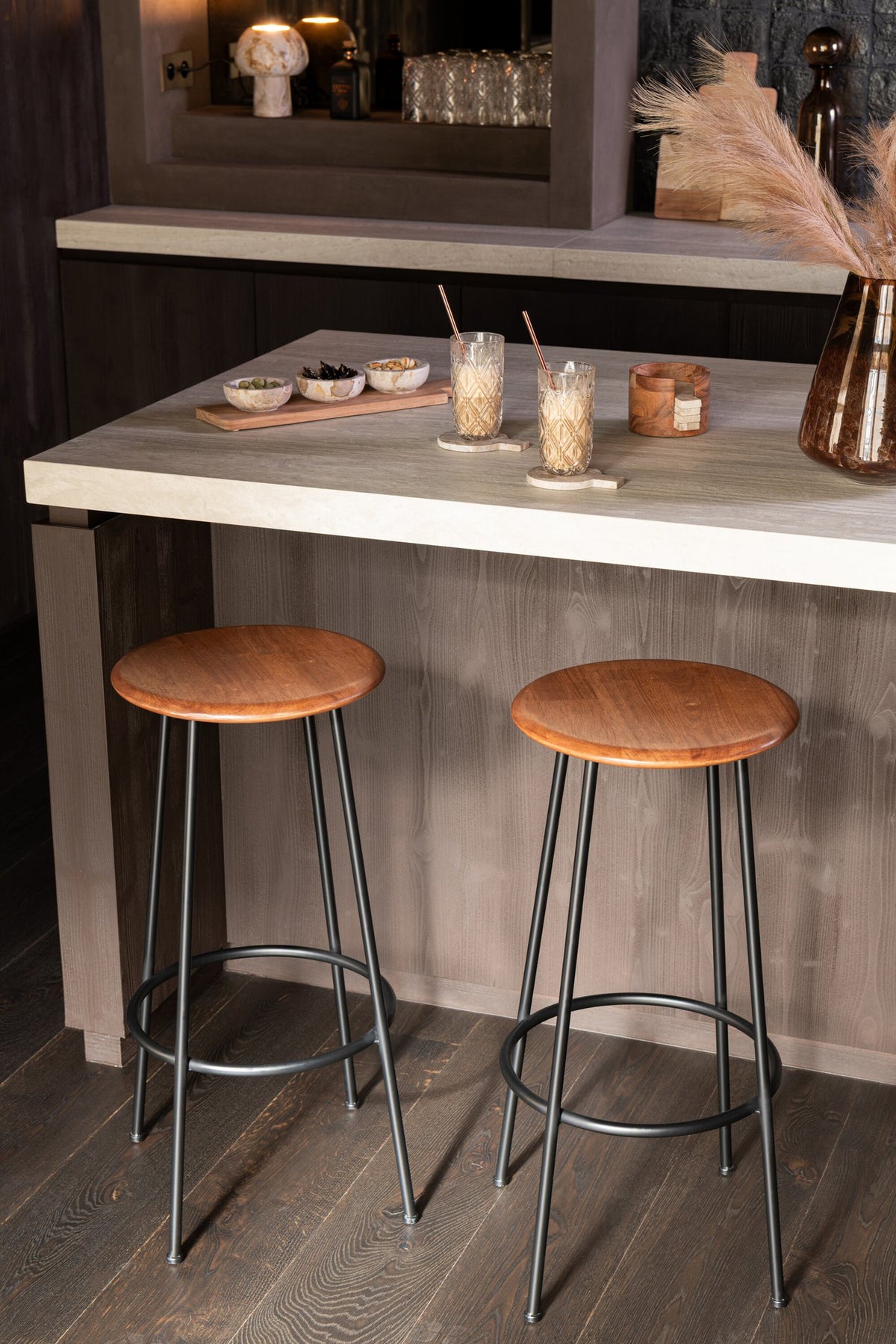 J-Line barstoel Neo - staal - naturel/zwart