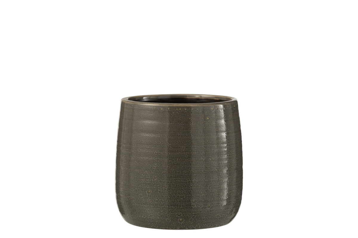 J-Line bloempot Effen - keramiek - grijs - medium - Ø 14.5 cm