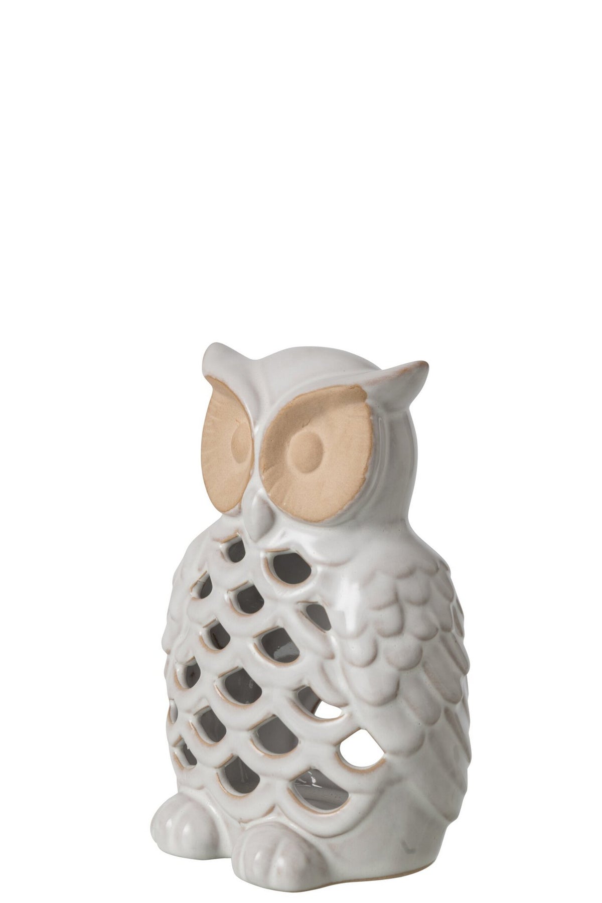 J-Line decoratie Uil - porselein - wit - small