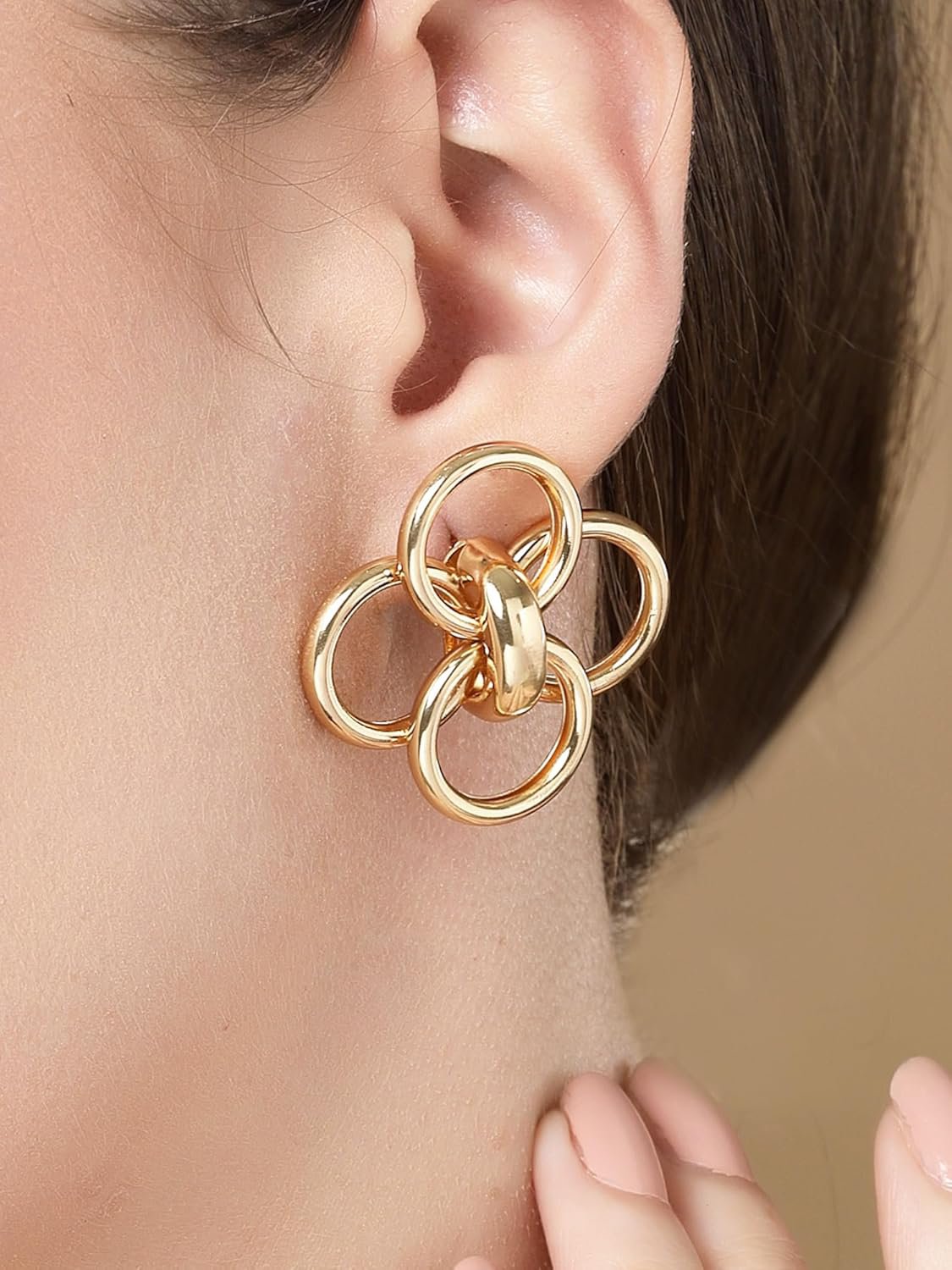 Oorknopjes met meerdere lussen – mode-sieraden – vergulde afwerking – individueel paar