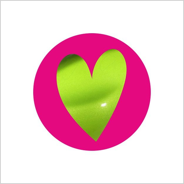 Etiketten – Groen hart op pink – 250 stuks