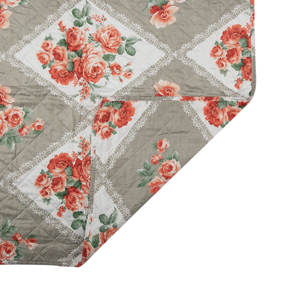 Bedsprei 240x260 cm Grijs Roze Katoen Bloemen Sprei
