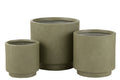 J-Line bloempot Misty - keramiek - groen - set van 3 - Ø 37 cm