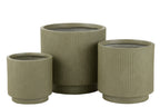 J-Line bloempot Misty - keramiek - groen - set van 3 - Ø 37 cm