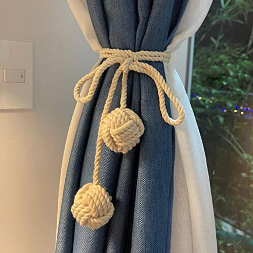 Decoratieve macrame-lakenhouders – 100% katoenen ontwerp met twee ballen – verpakking van 2