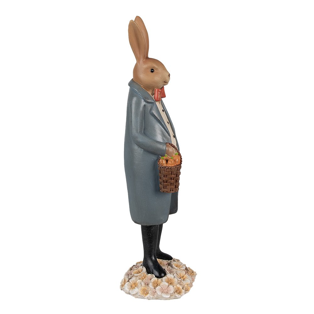 Beeld Konijn 34 cm Bruin Blauw Polyresin Paasdecoratie