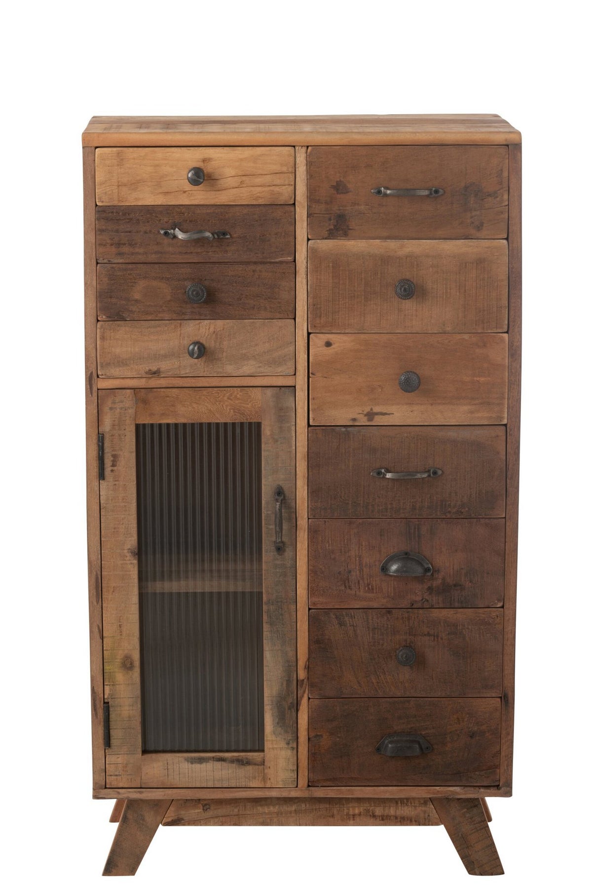 J-Line Kast Retro Gerecycleerd Hout/Glas Naturel