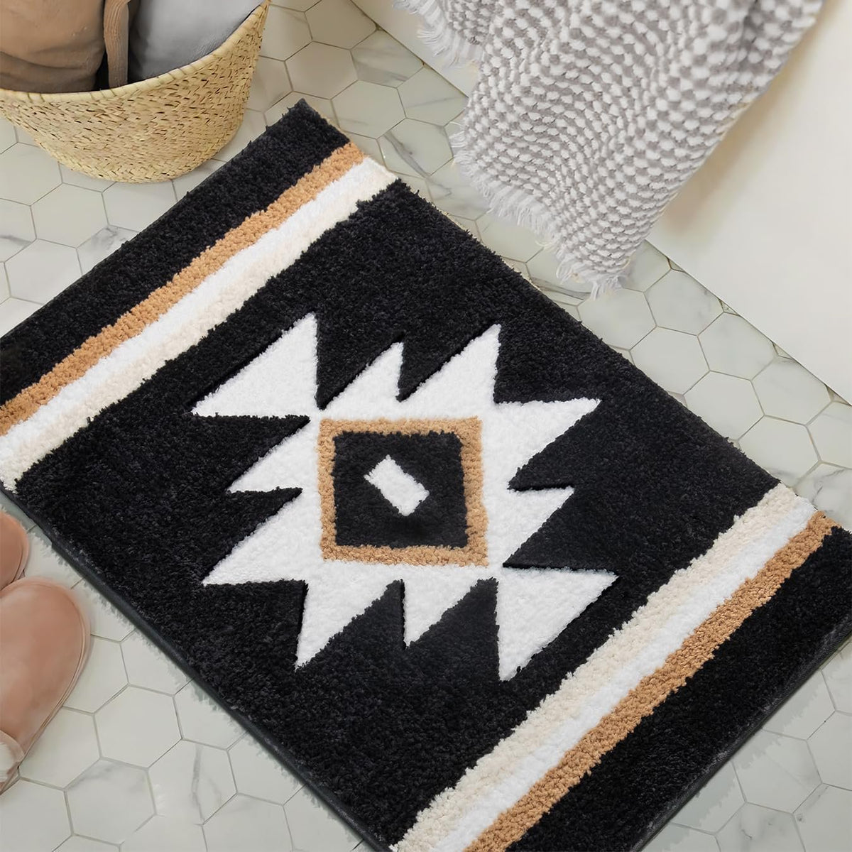 Abstract schattig antislip wasbare badmat voor badkamer, entree, huisdier | Sneldrogend vloerdecor voor thuis
