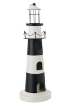 J-Line decoratie Vuurtoren met licht - metaal - zwart/wit