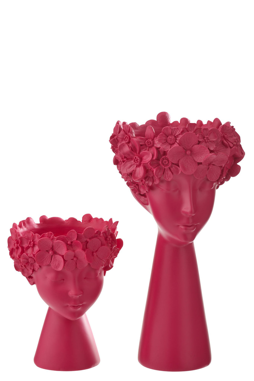 J-Line bloempot Hoofd - polyresin - fuchsia - L