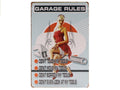 Garage Rules Retro Wandbord 30x20