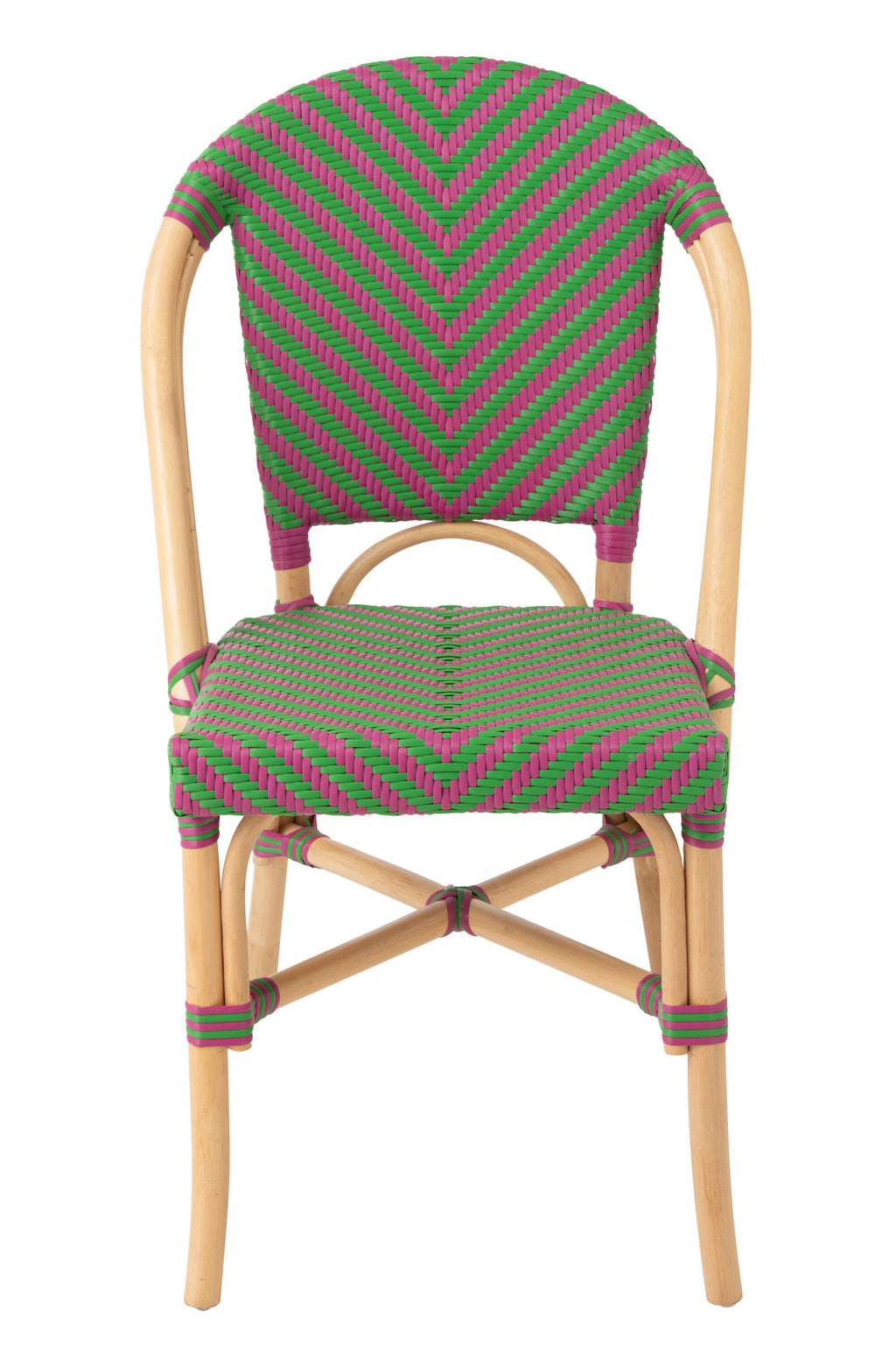 J-Line stoel Ego - riet - roze/groen