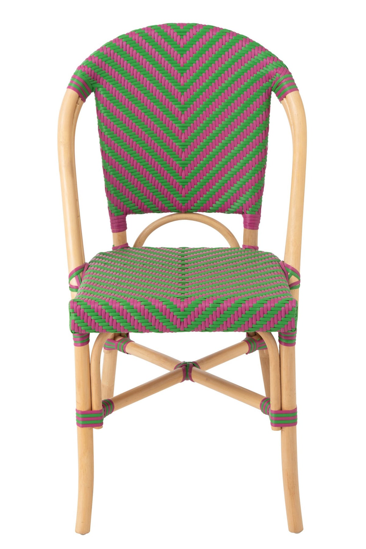 J-Line stoel Ego - riet - roze/groen