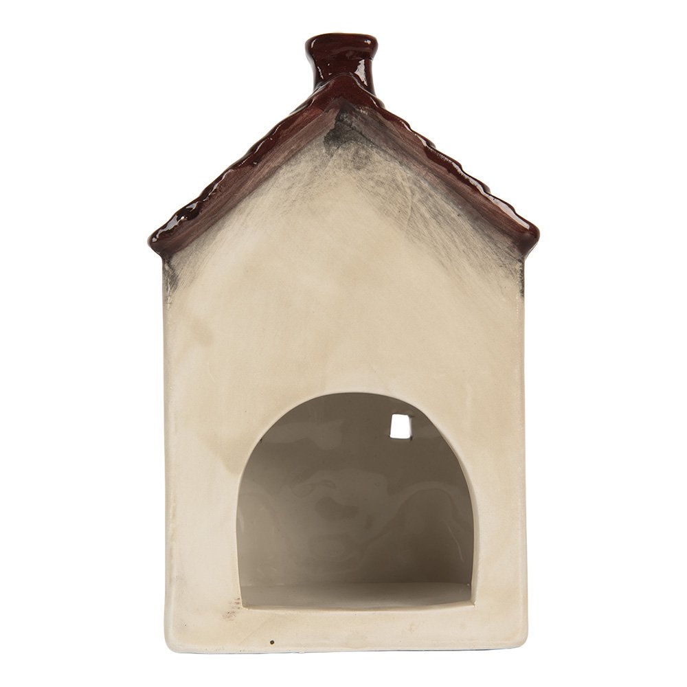 Waxinelichthouder Huis 10x8x15 cm Beige Keramiek