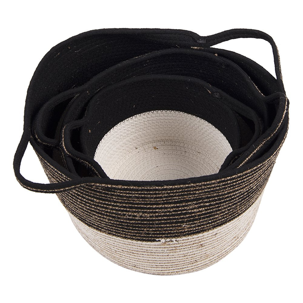 Opbergmand Set van 3 Ø 52 Ø 46 Ø 37 cm Zwart Touw Mand