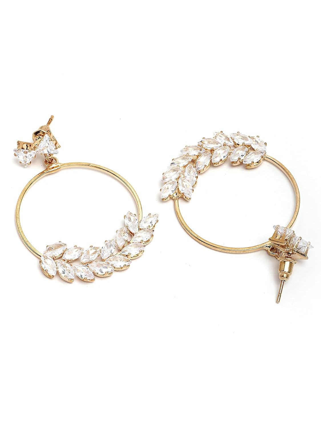 Eigentijdse oorbellen met bladmotief – mode-sieraden – vergulde afwerking – retailverpakking