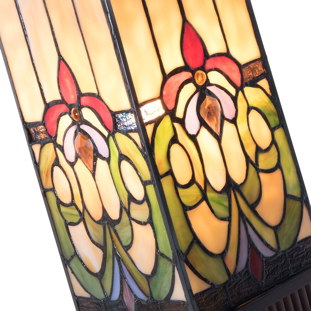 Tiffany Tafellamp 17x17x44 cm Beige Blauw Glas Tiffany Bureaulamp