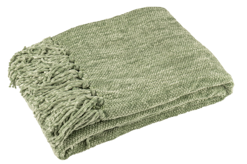 J-Line deken Chenille - polyester - groen