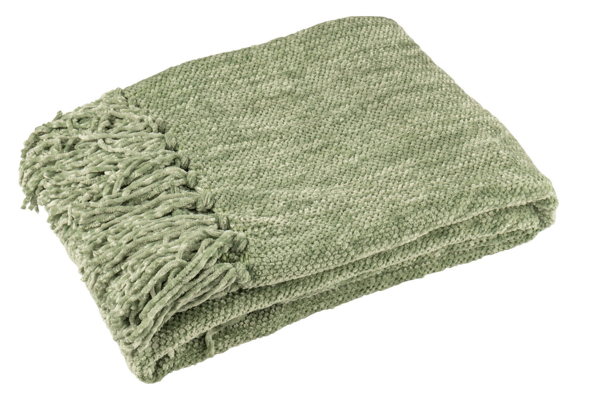 J-Line deken Chenille - polyester - groen