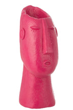 J-Line vaas Gezicht - cement - fuchsia