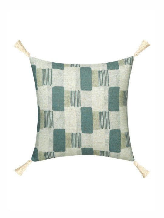 Set van 2 - Kussenslopen met kleurblokken – Huishoudtextiel – Linnen stof – Vierkant
