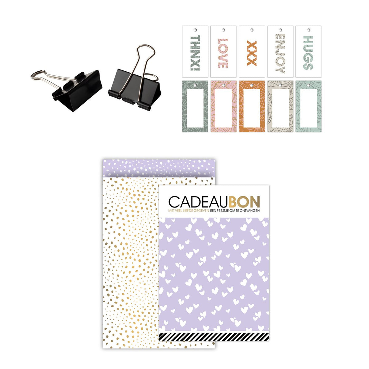 Cadeaubonnen pakket Solo Hearts flocks