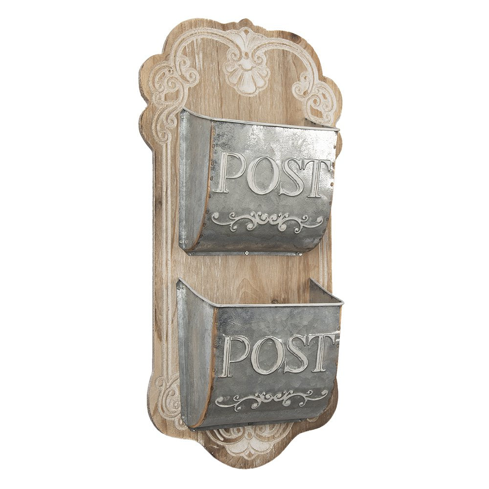 Brievenhouder 26x10x53 cm Bruin Grijs Hout Postbakje