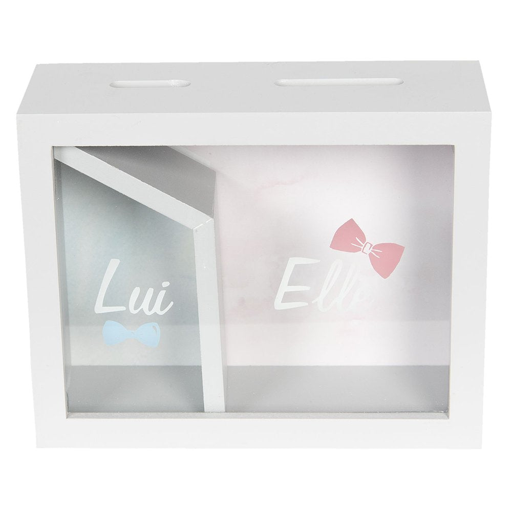 Spaarpot 20x7x16 cm Wit Hout Leuke Spaarpot