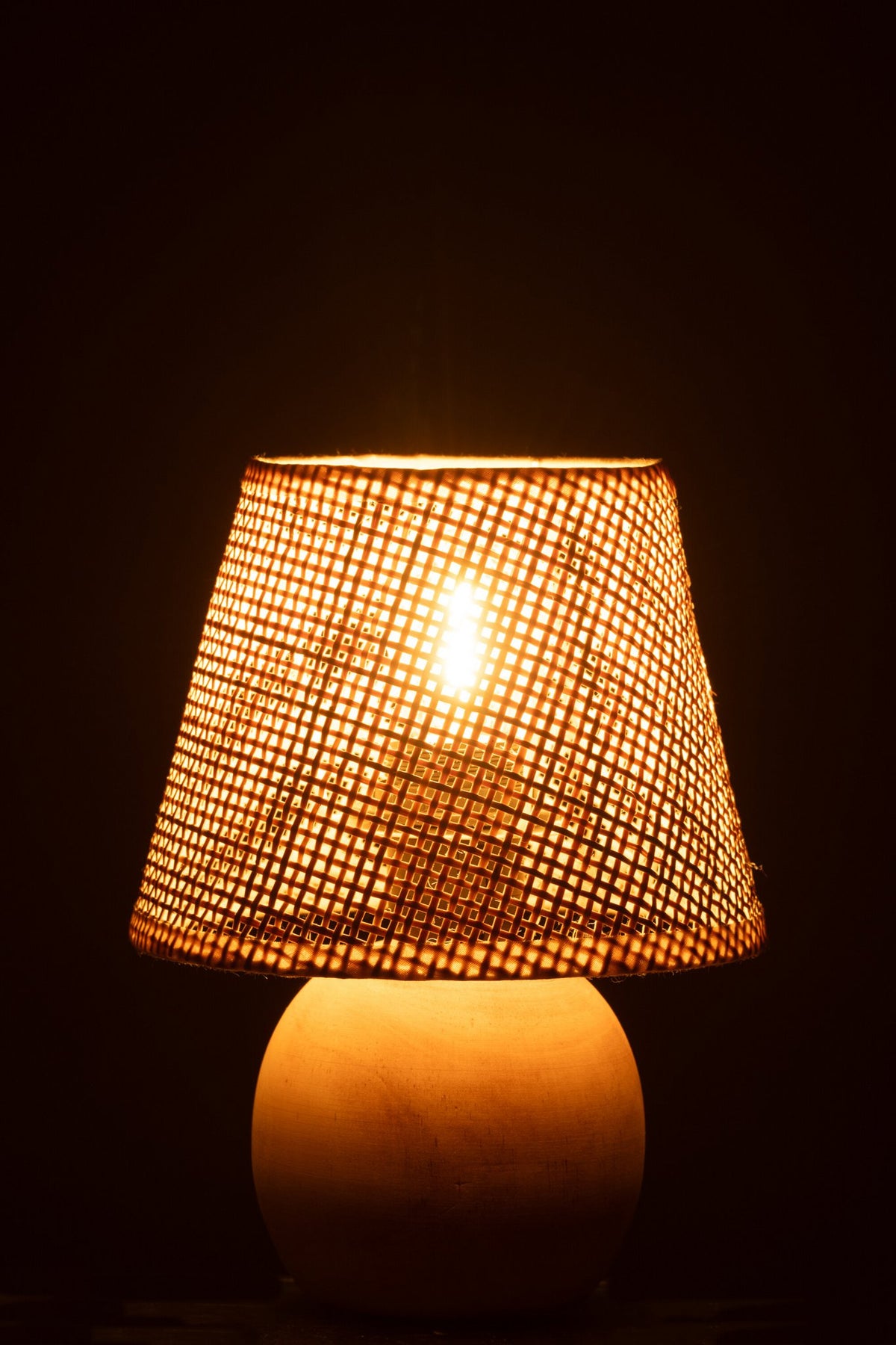 J-Line lamp Getwist - metaal/hout - naturel - LED lichtjes