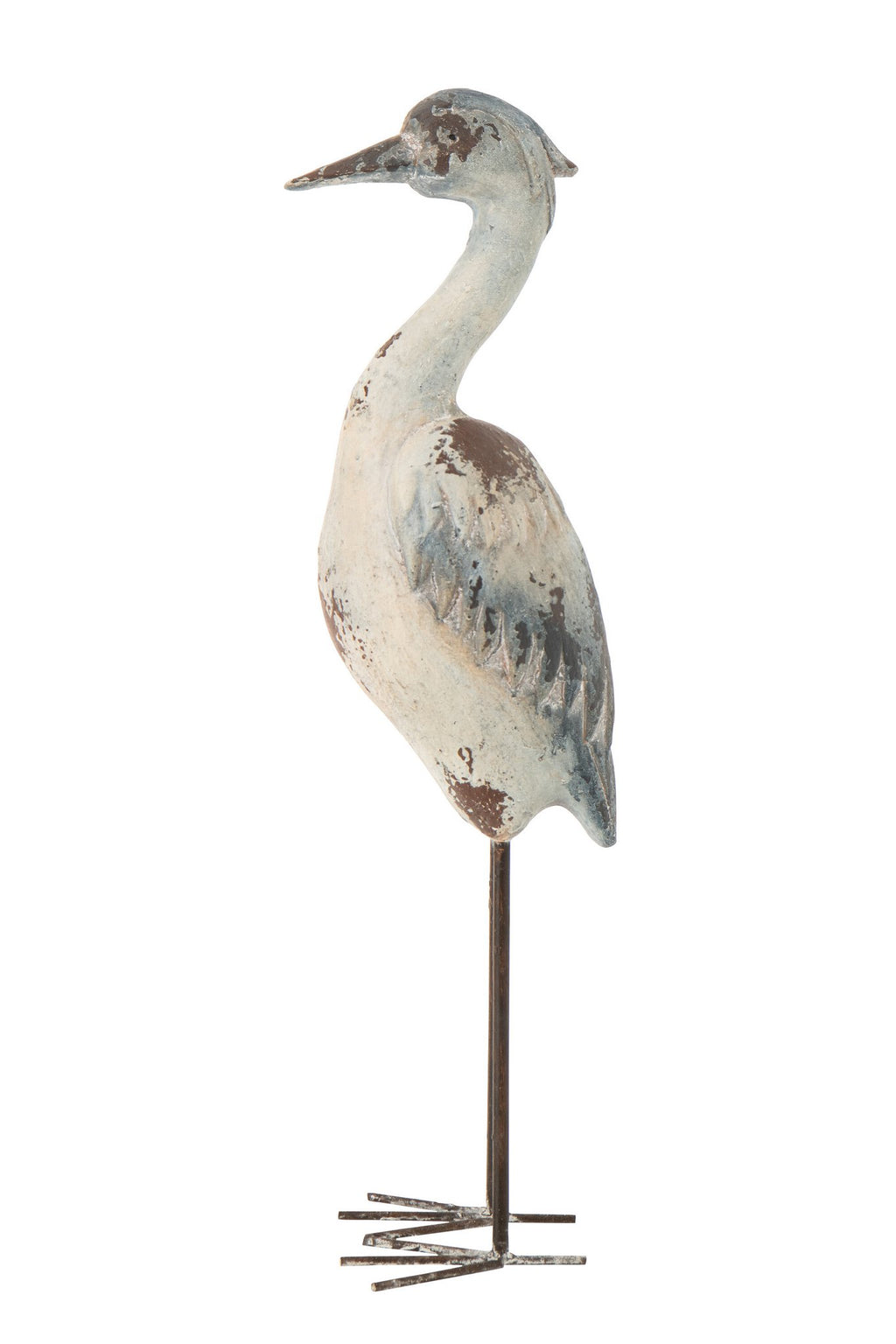 J-Line decoratie Vogel Antiek - polyresin - blauw/wit - L