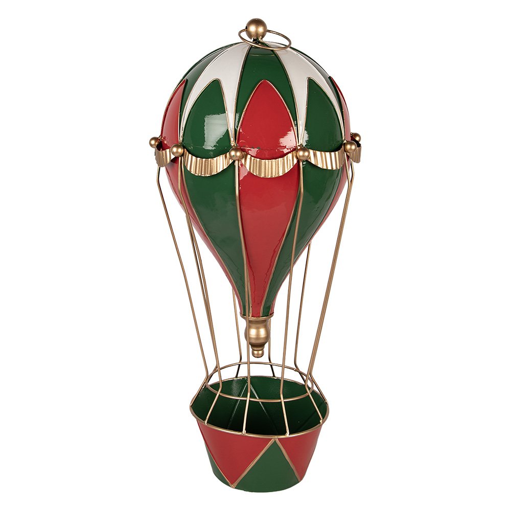 Kerstdecoratie Beeld Luchtballon Ø 28x66 cm Rood Metaal
