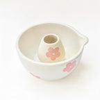 Gardehouder | Keramische handgemaakte Matcha-gardeset | Roze bloem