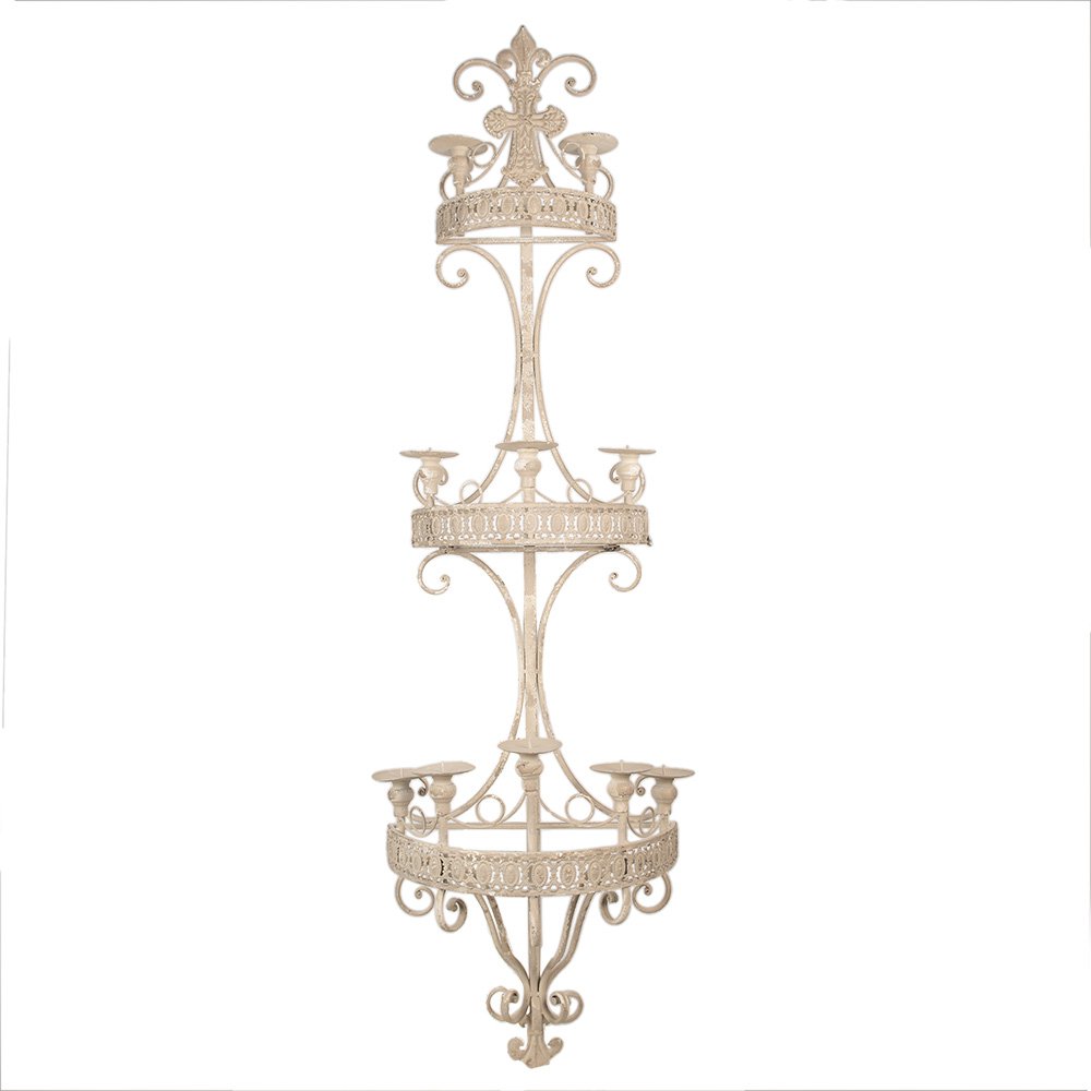 Kandelaar 44x19x143 cm Beige Metaal Wanddecoratie