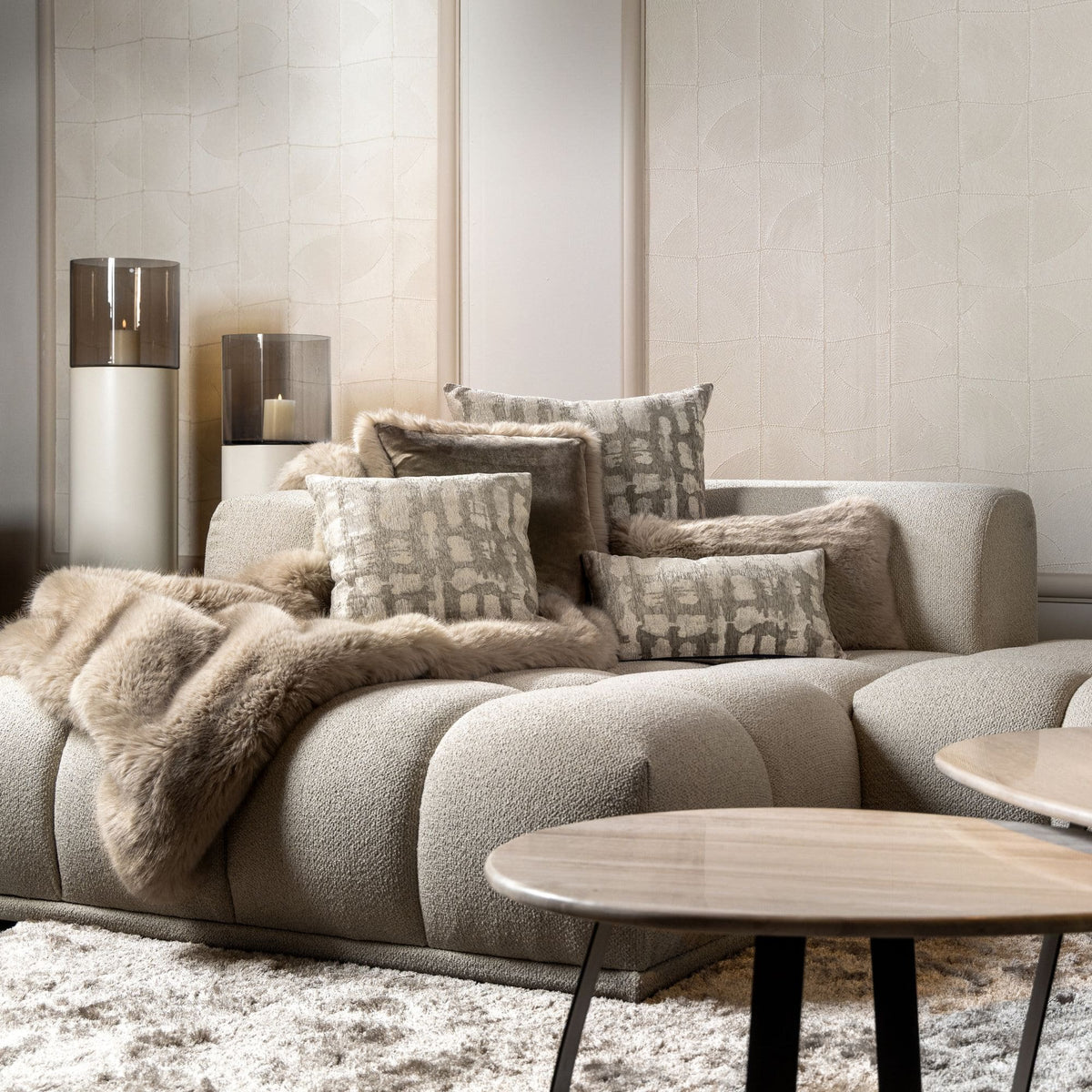 Julia | Cushion | 45x45 cm | White Pepper | Beige | Hoii | With luxury inner cushion