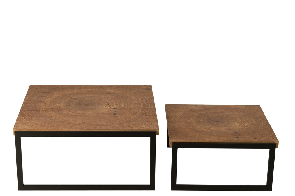 J-Line salontafel Dos - hout - naturel/zwart - set van 2