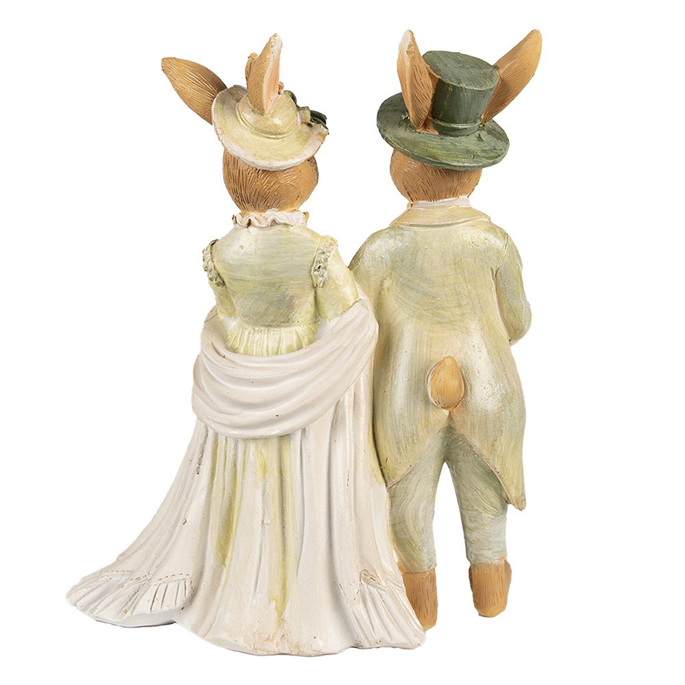 Beeld Konijn 21 cm Bruin Groen Polyester