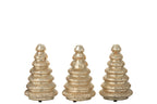 J-Line decoratie Boom Geribbeld - glas - goud - set van 3 - LED