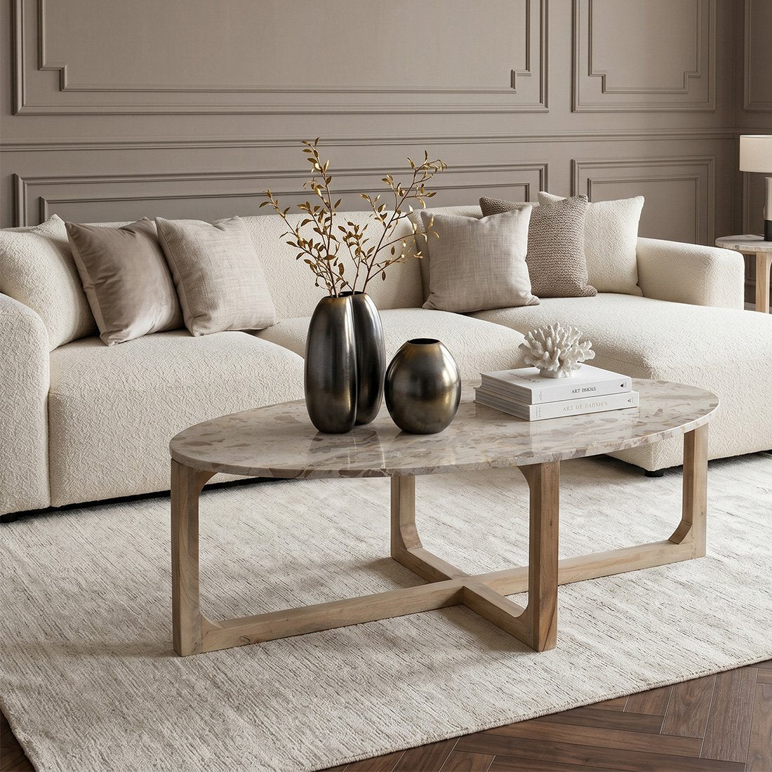 Marmeren salontafel créme - 120x60x38 cm
