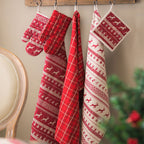 Theedoek 50x85 cm Rood Beige Katoen Kerst Vaatdoek