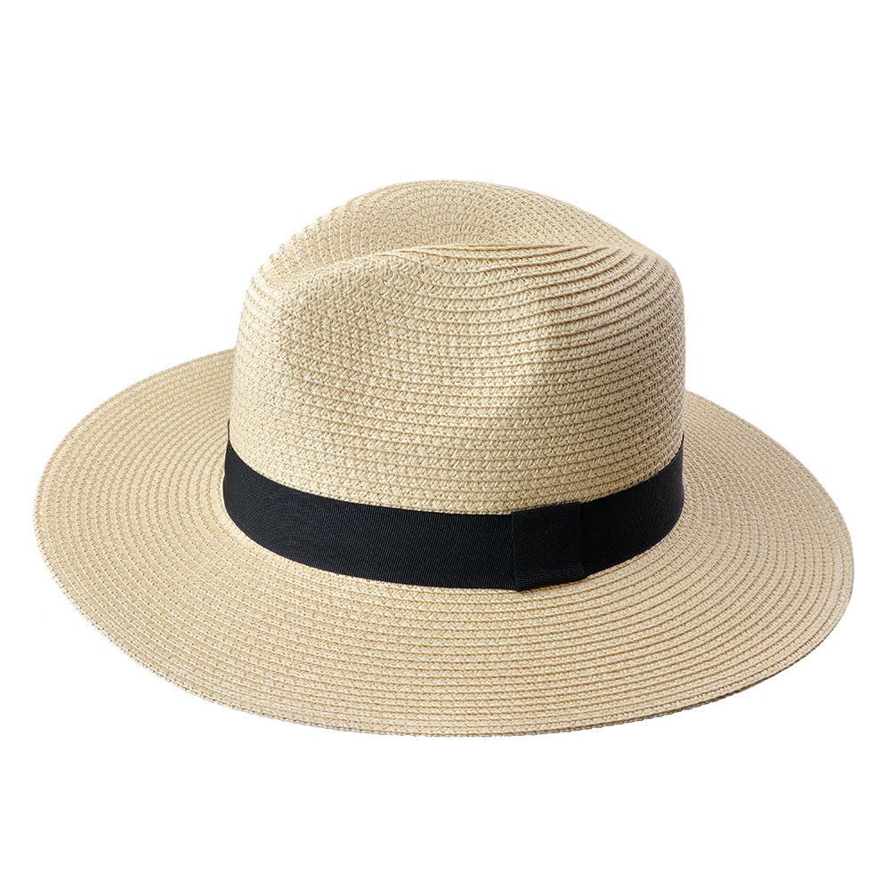 Hoed Dames Beige, Papierstro en Polyester Ø 35x13 cm